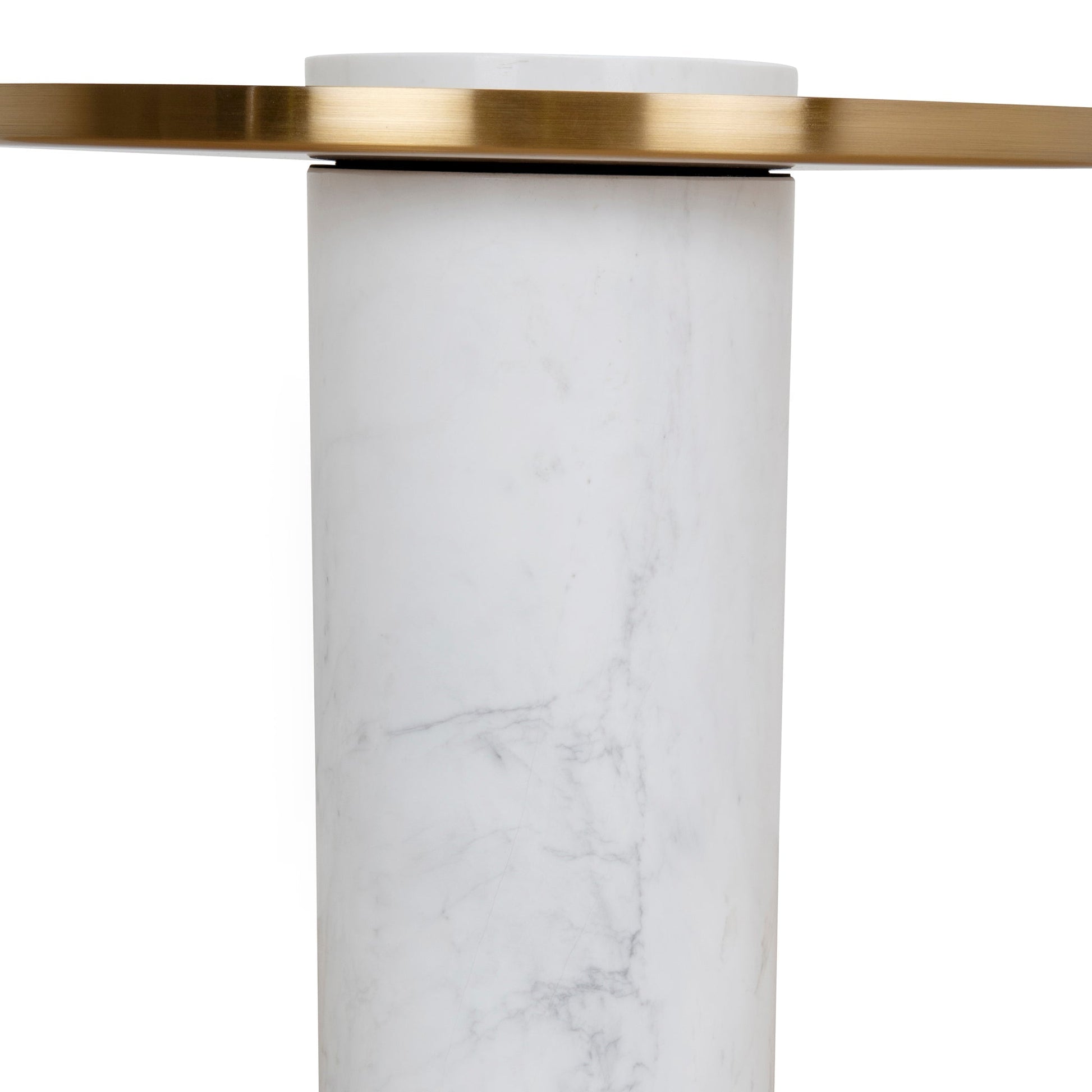40cm Round Brushed Gold Side Table - Marble