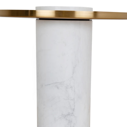 40cm Round Brushed Gold Side Table - Marble