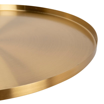 40cm Round Brushed Gold Side Table - Marble