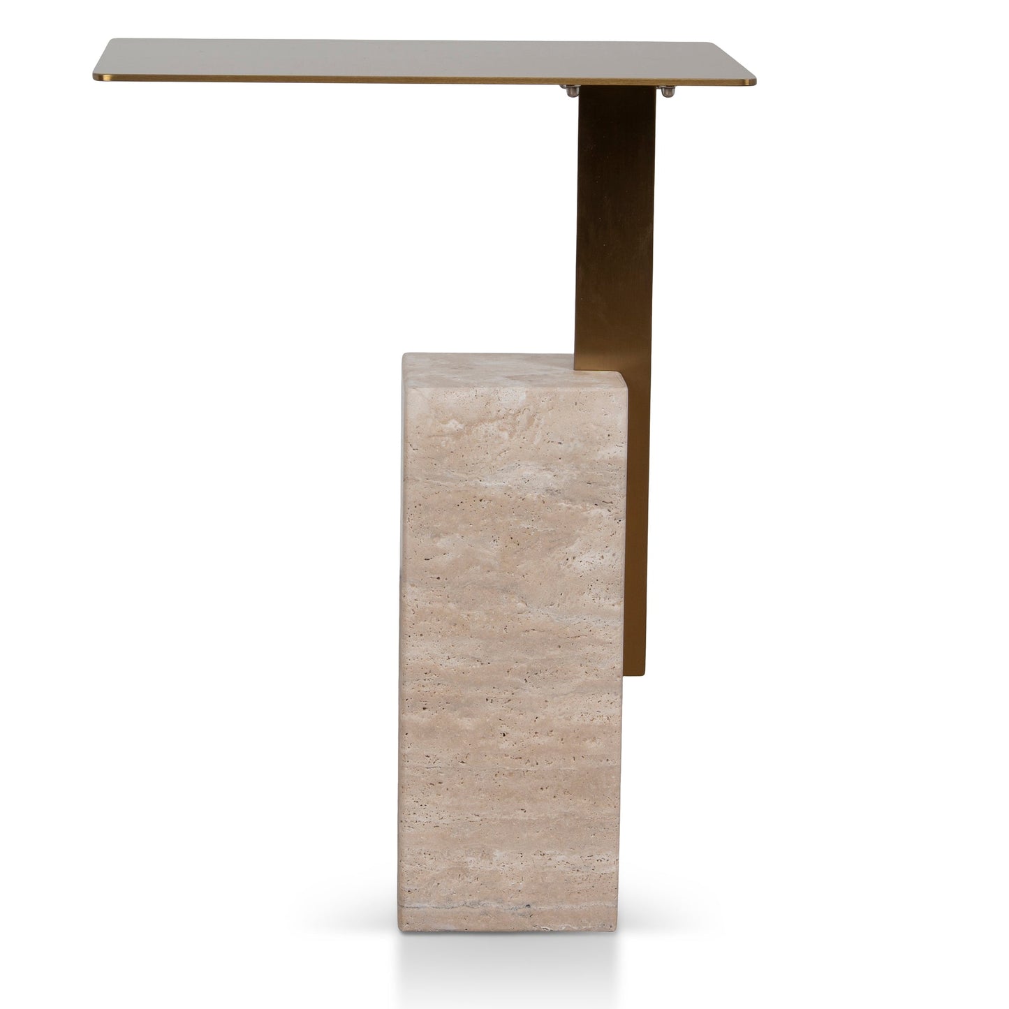 40 cm Brushed Gold Side Table - Natural