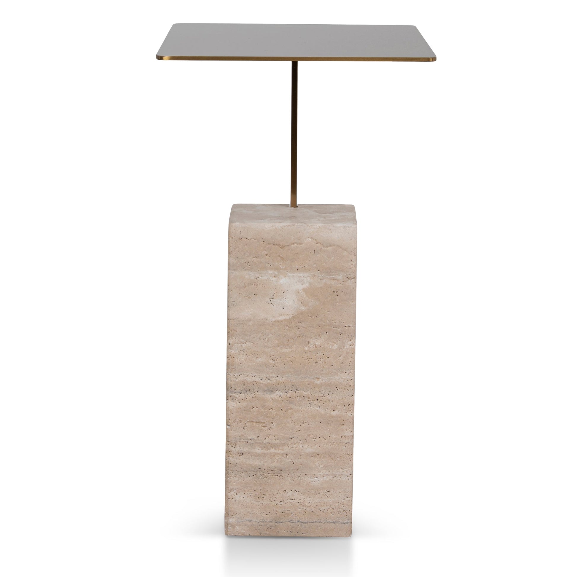 40 cm Brushed Gold Side Table - Natural