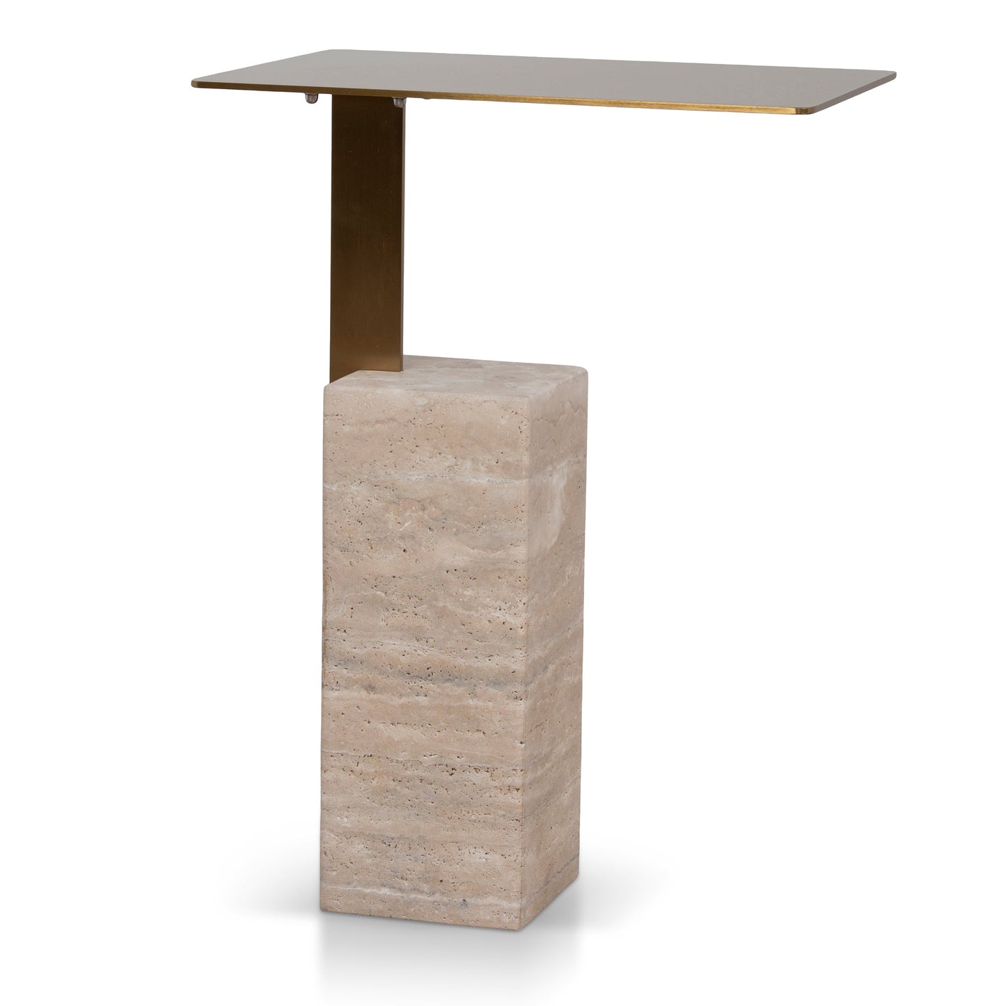 40 cm Brushed Gold Side Table - Natural