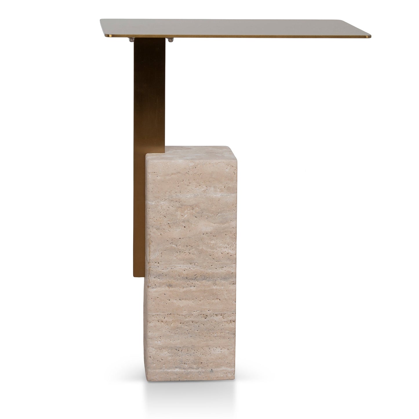 40 cm Brushed Gold Side Table - Natural