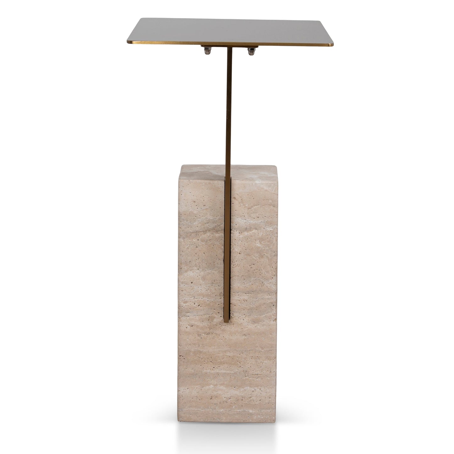40 cm Brushed Gold Side Table - Natural