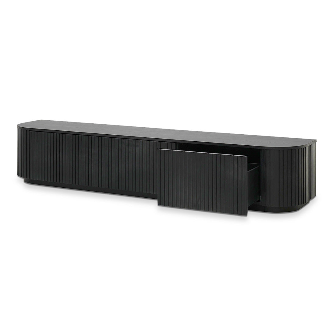2.4m TV Unit - Full Black Oak