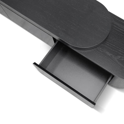Extendable TV Entertainment Unit - Full Black Oak