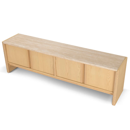 2.1m Travertine Top TV Entertainment Unit - Creme Ash