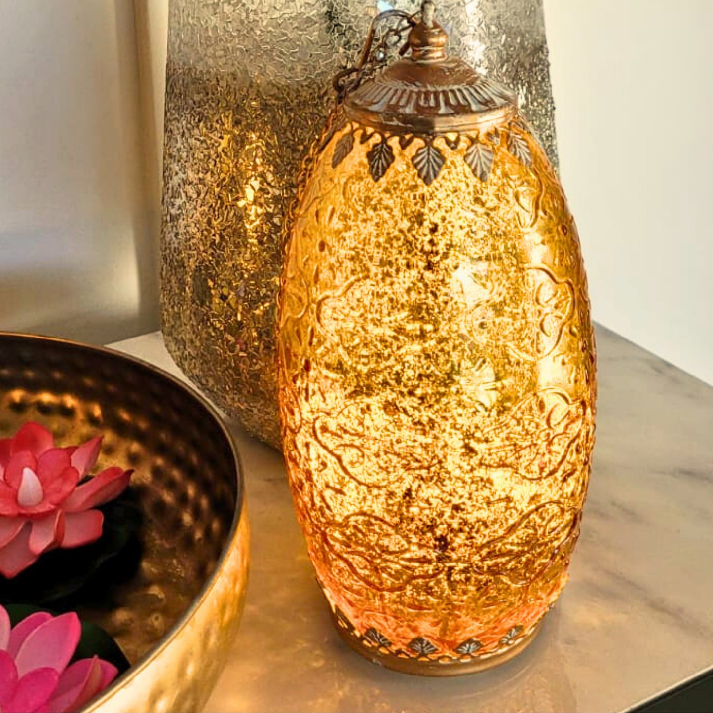 LED Antique Tall Gold Lantern