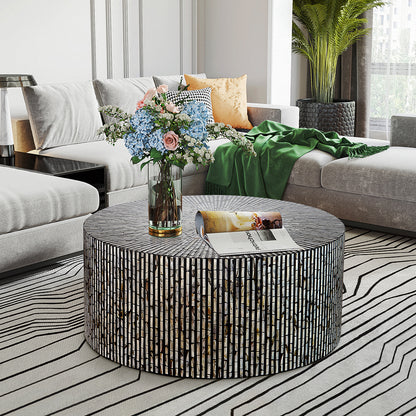 Black & White Round Sea Shell Coffee Table