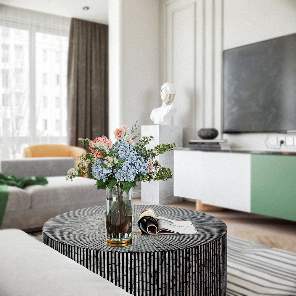 Black & White Round Sea Shell Coffee Table