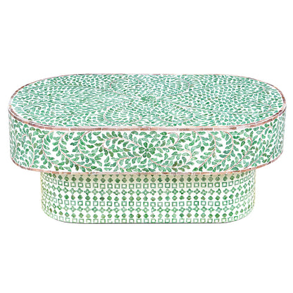 Floral Turquoise Sea Shell Oval Coffee Table