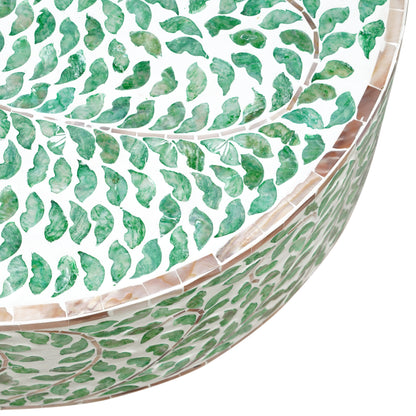 Floral Turquoise Sea Shell Oval Coffee Table