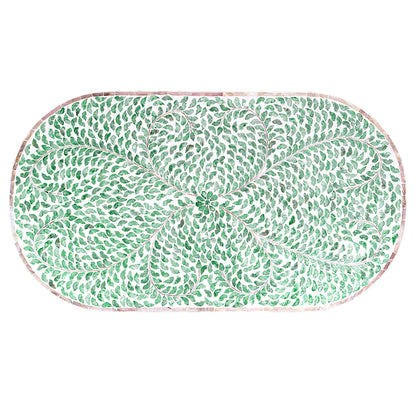 Floral Turquoise Sea Shell Oval Coffee Table