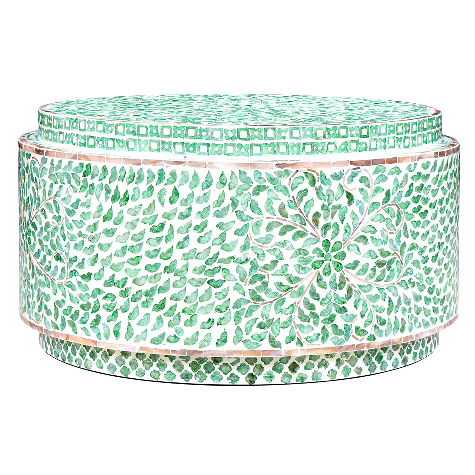 Round Turquoise Sea Shell Coffee Table