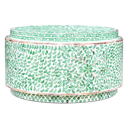 Round Turquoise Sea Shell Coffee Table