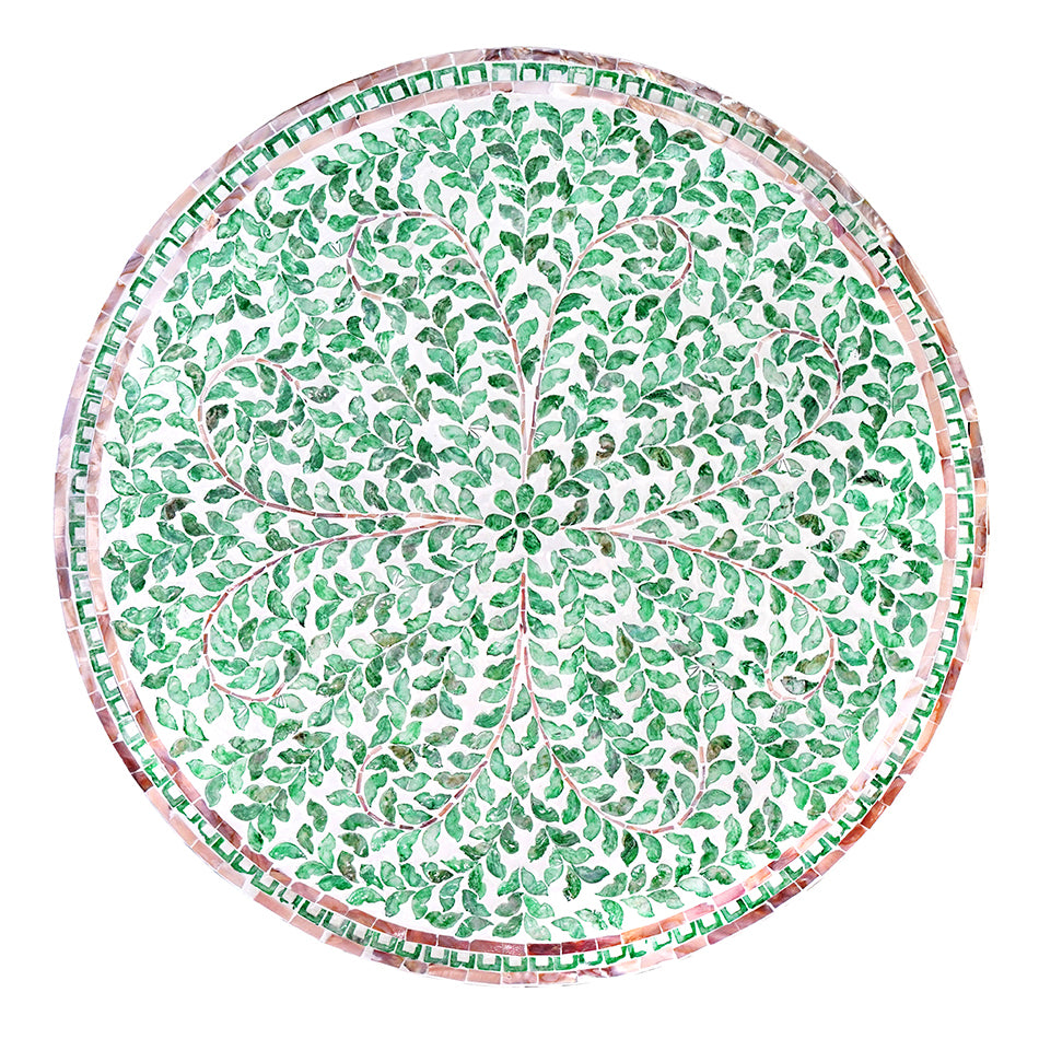 Round Turquoise Sea Shell Coffee Table