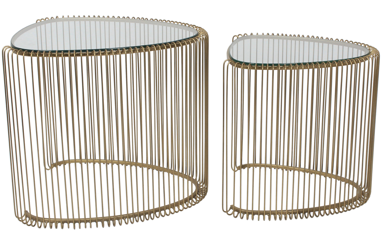 Set of two gold wire side tables with glass tops - Meen Tribe