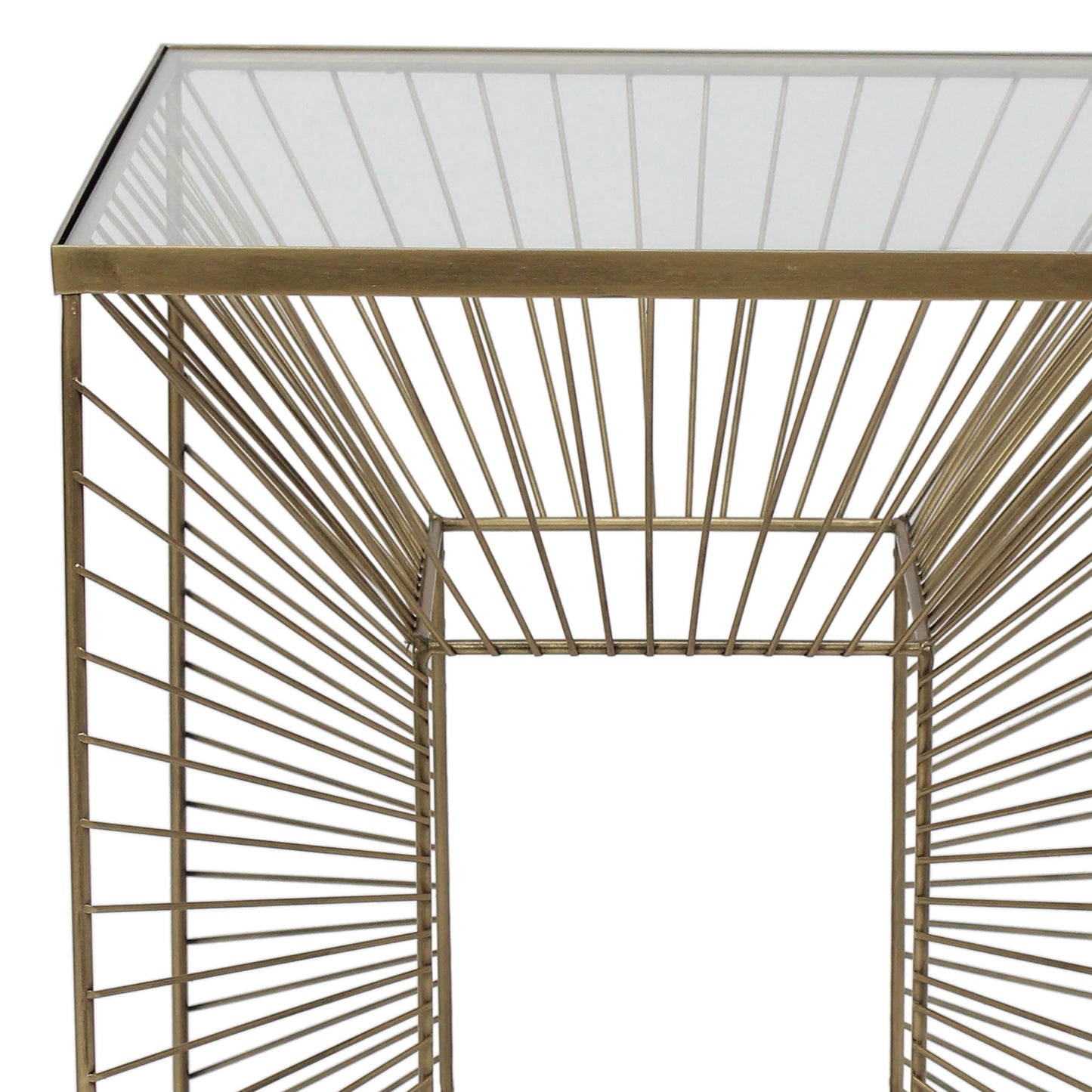 Gold metal side table with geometric design - Meen Tribe