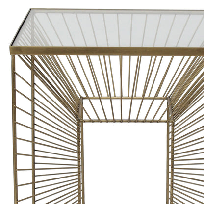 Gold metal side table with geometric design - Meen Tribe