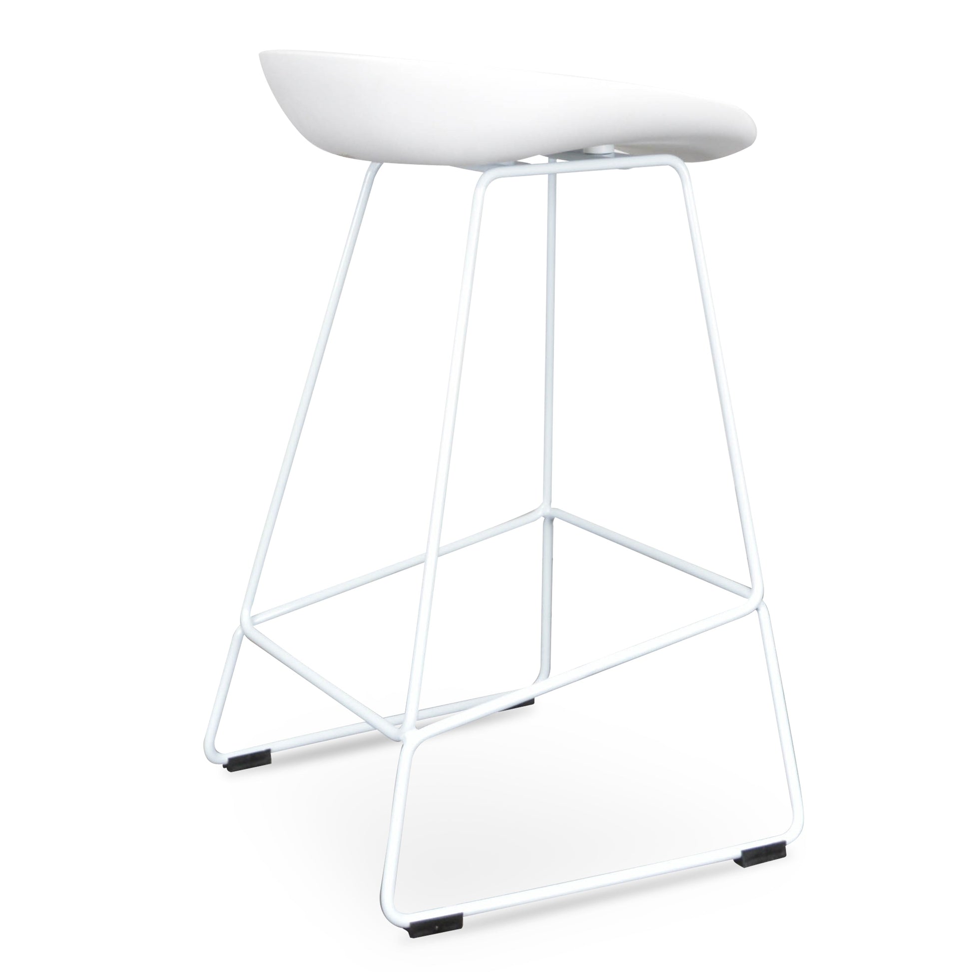 65cm Bar Stool - white Seat With white metal Frame