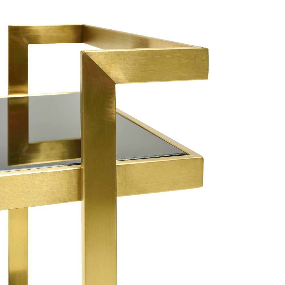 Bar Cart - Tempered Glass - Gold Base