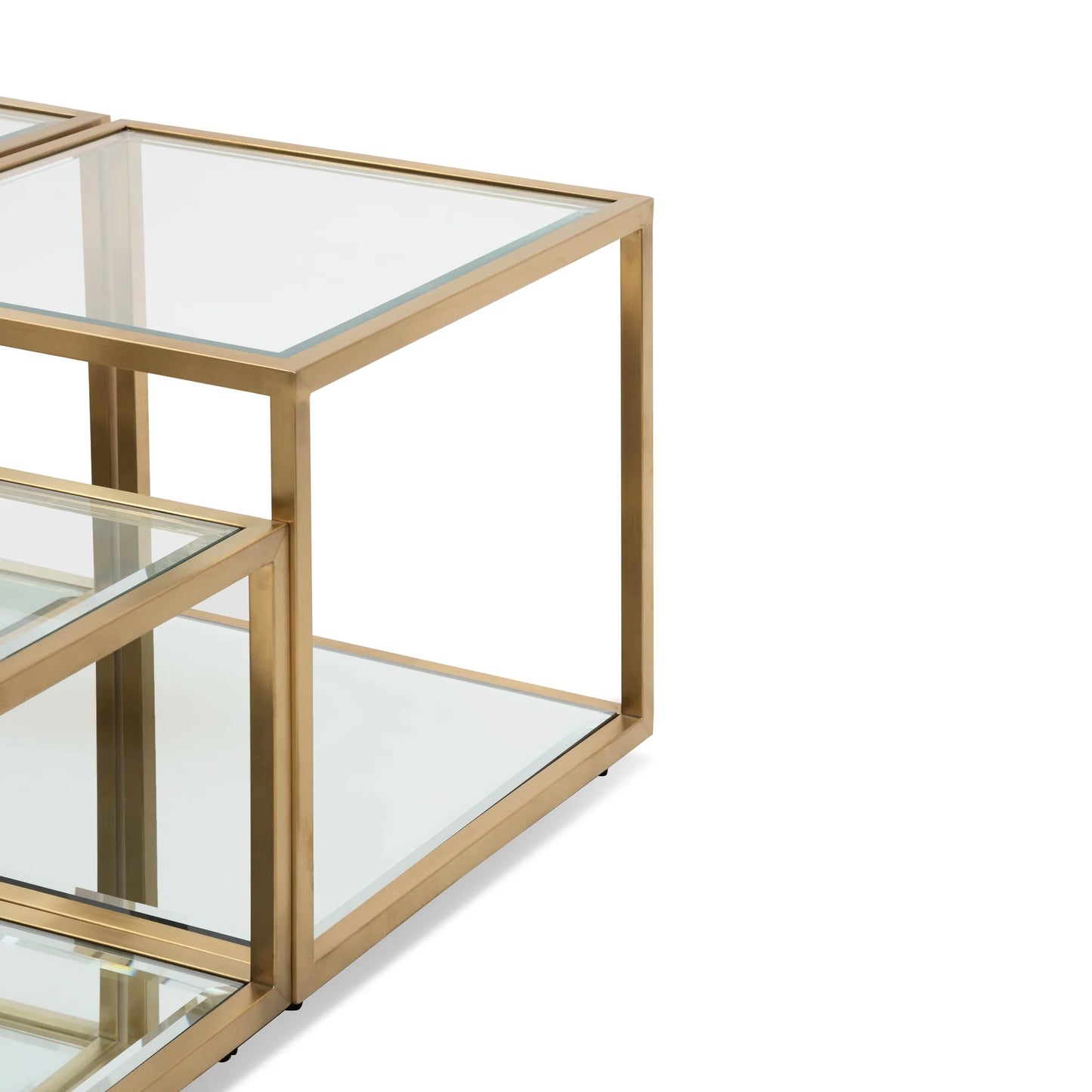 100cm Glass Coffee Table - Brushed Gold Base (Set of 4)