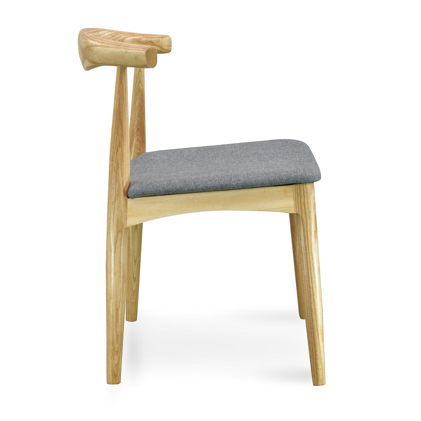CDC182 Elbow Dining Chair - Natural with Light Grey Fabric Seat (Set of 2)