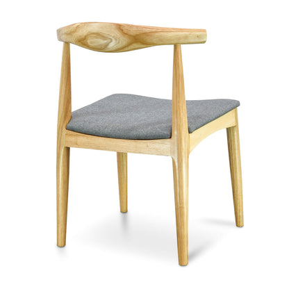 CDC182 Elbow Dining Chair - Natural with Light Grey Fabric Seat (Set of 2)