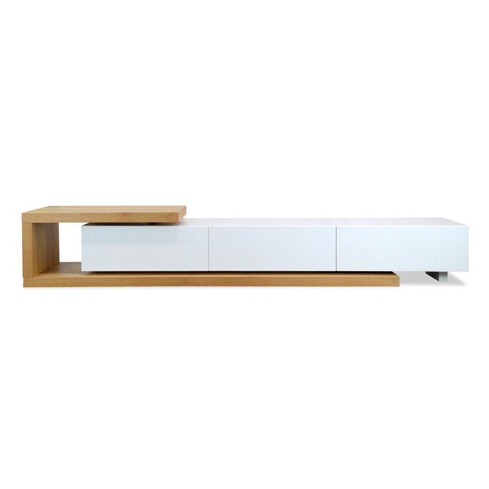 2.4m-3.07m TV Entertainment Unit - Natural - White