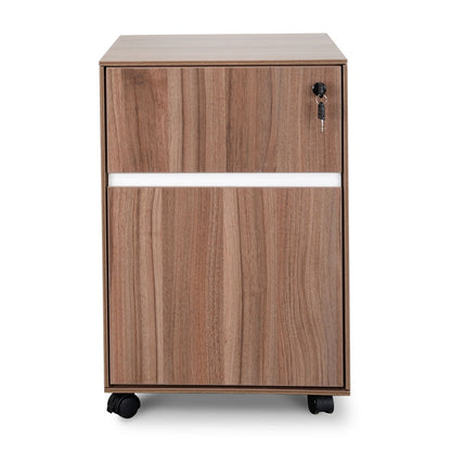 2 Drawer Mobile Pedestal - Walnut