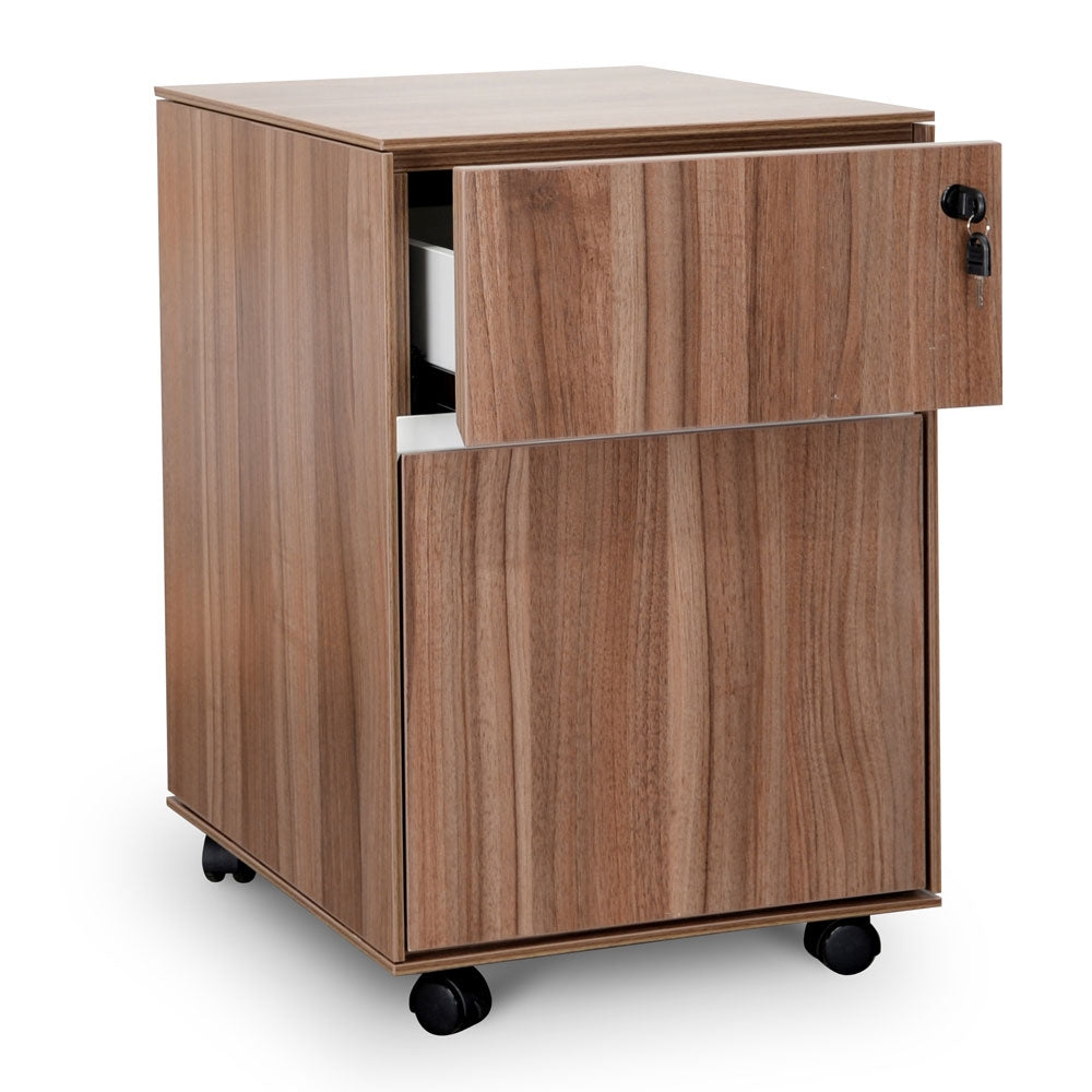 2 Drawer Mobile Pedestal - Walnut