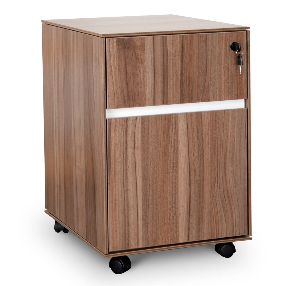 2 Drawer Mobile Pedestal - Walnut