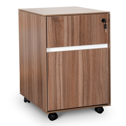 2 Drawer Mobile Pedestal - Walnut