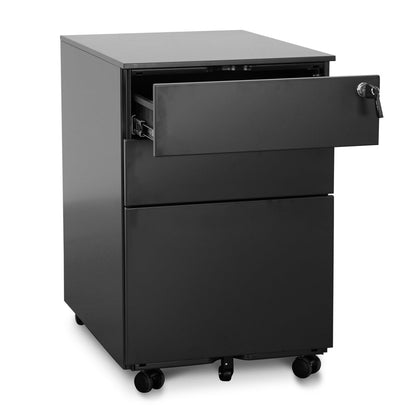 3 Drawers Mobile Pedestal - Black