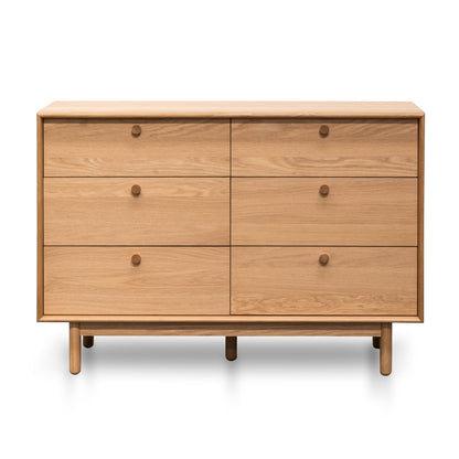 6 Drawer Wide Chest - Oak