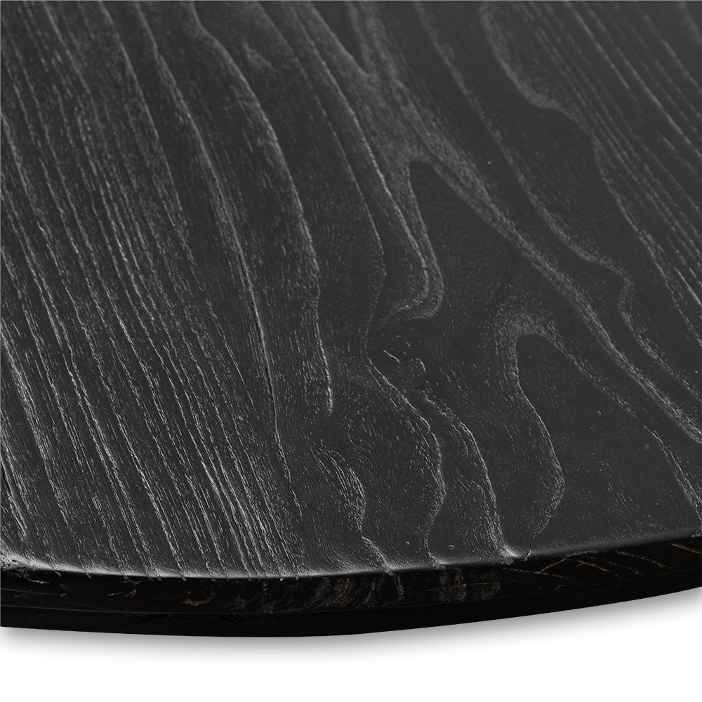 Reclaimed 140cm Round Dining Table - Rustic Black