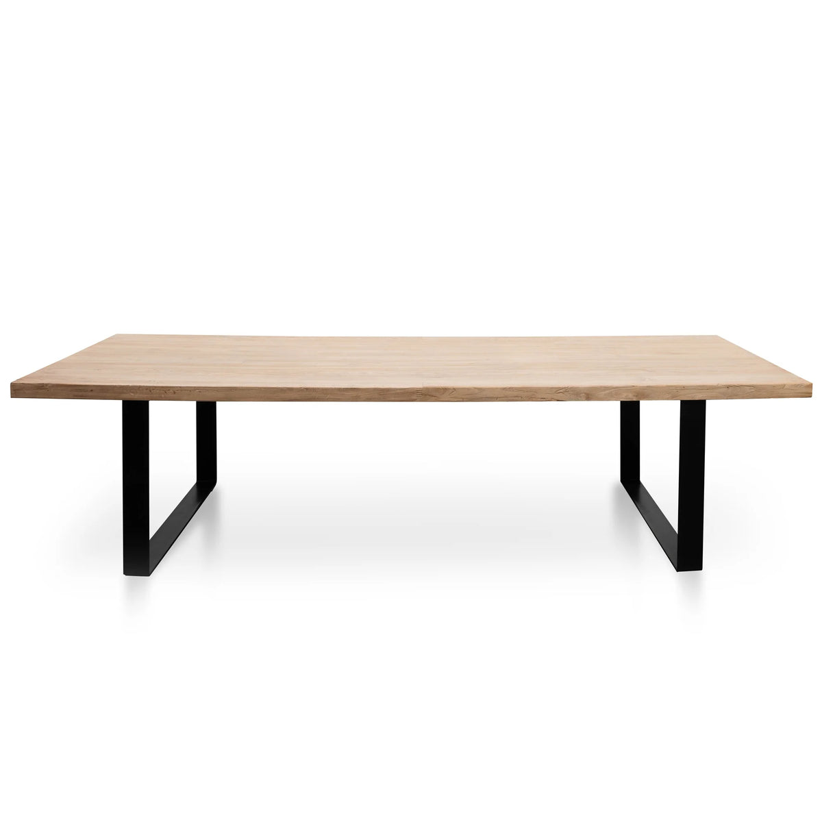 Reclaimed Elm Wood Dining Table 3m, Rustic Natural, Thick Top