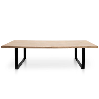 Reclaimed Elm Wood Dining Table 3m, Rustic Natural, Thick Top
