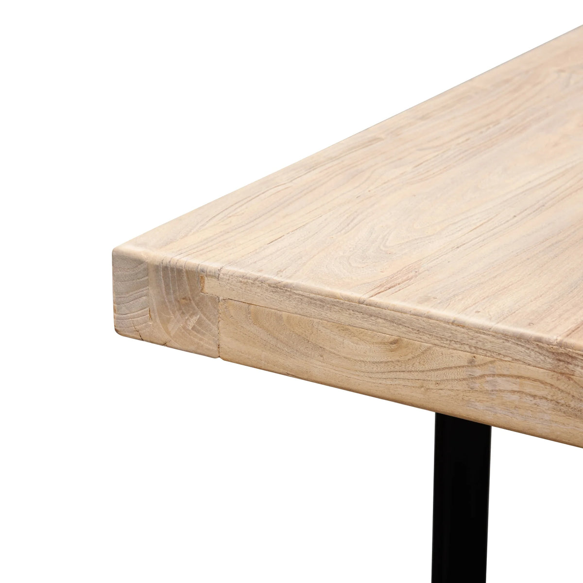 Reclaimed Elm Wood Dining Table 3m, Rustic Natural, Thick Top
