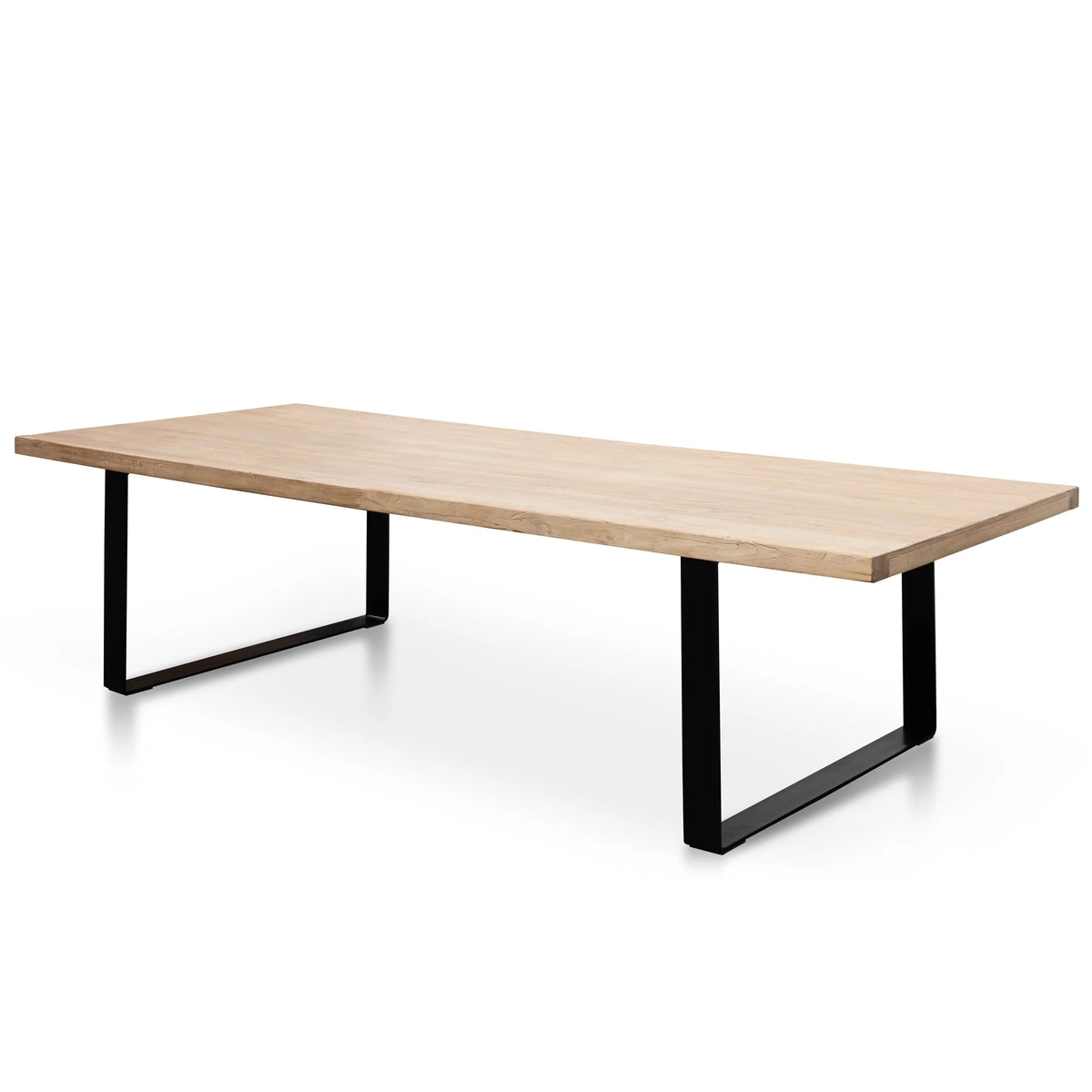 Reclaimed Elm Wood Dining Table 3m, Rustic Natural, Thick Top