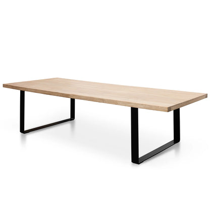 Reclaimed Elm Wood Dining Table 3m, Rustic Natural, Thick Top