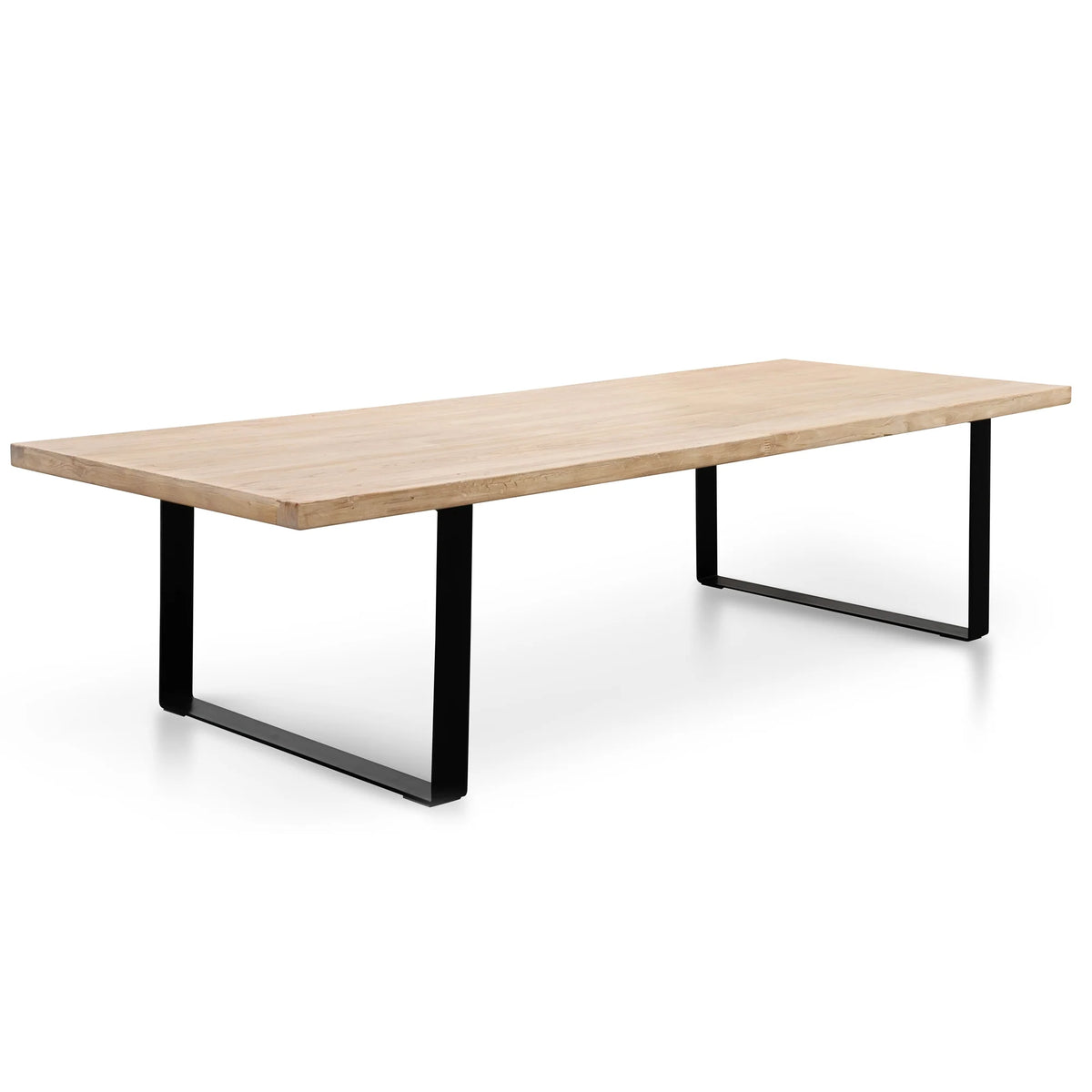 Reclaimed Elm Wood Dining Table 3m, Rustic Natural, Thick Top
