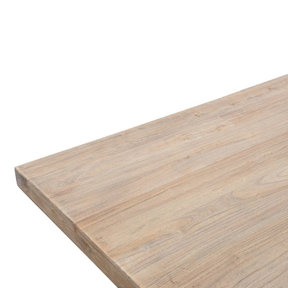 Reclaimed Elm Wood Dining Table 3m, Rustic Natural, Thick Top
