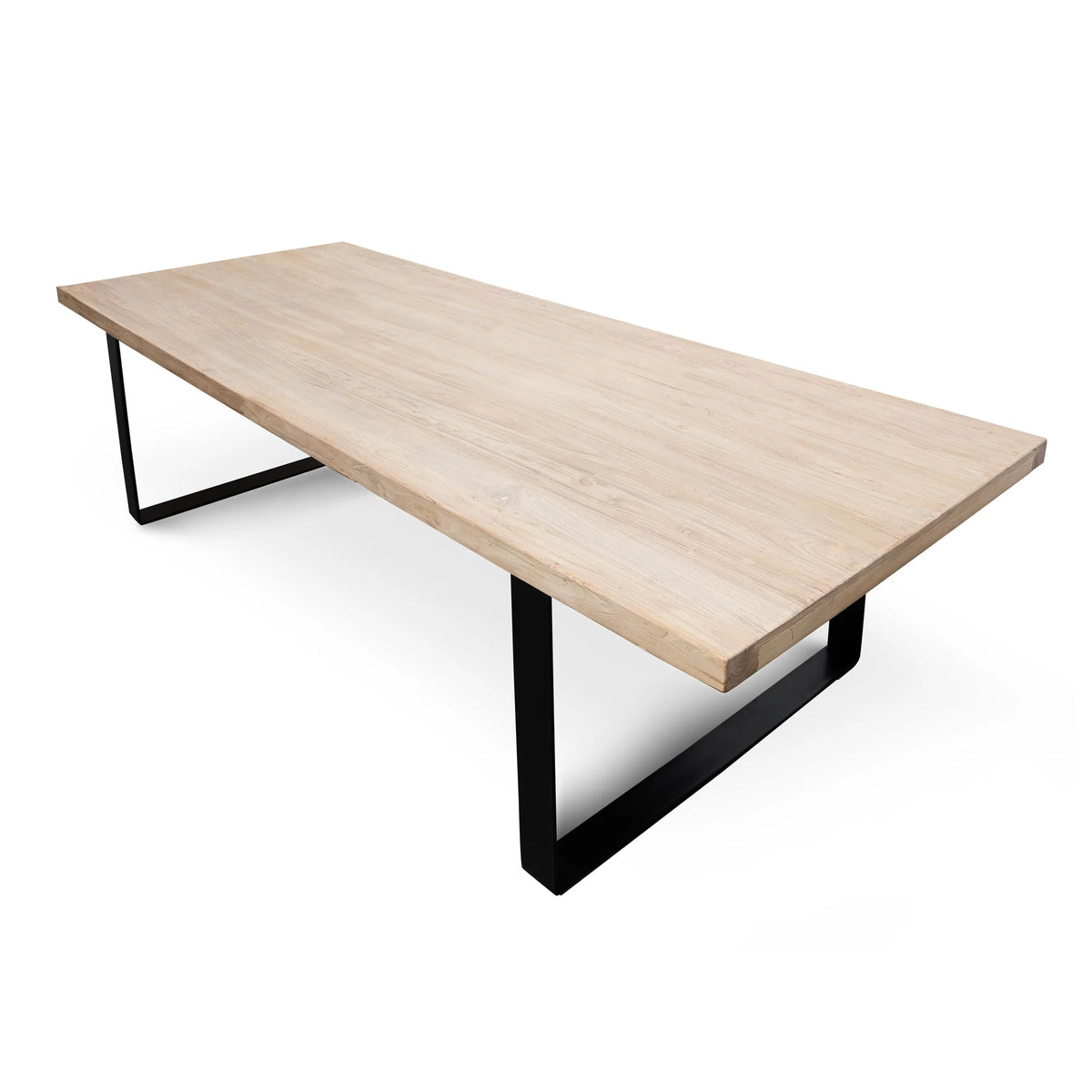 Reclaimed Elm Wood Dining Table 3m, Rustic Natural, Thick Top