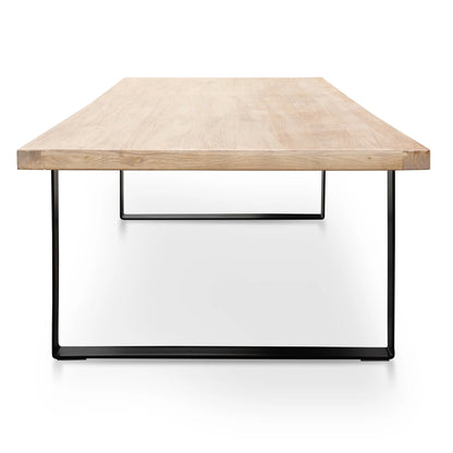 Reclaimed Elm Wood Dining Table 3m, Rustic Natural, Thick Top