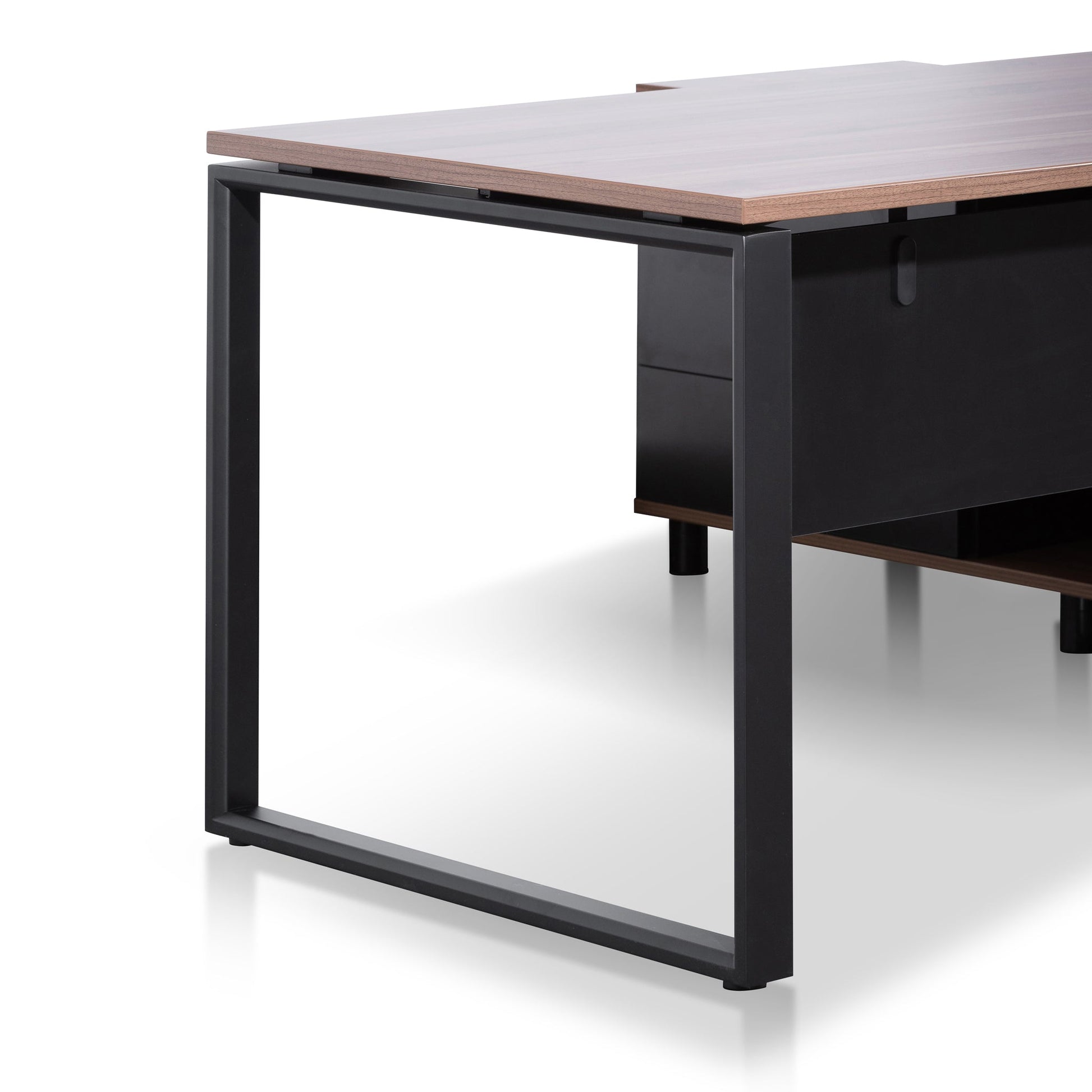 1.8m Executive Desk Left Return with Black Legs - Walnut