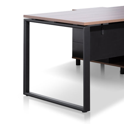 1.8m Executive Desk Left Return with Black Legs - Walnut