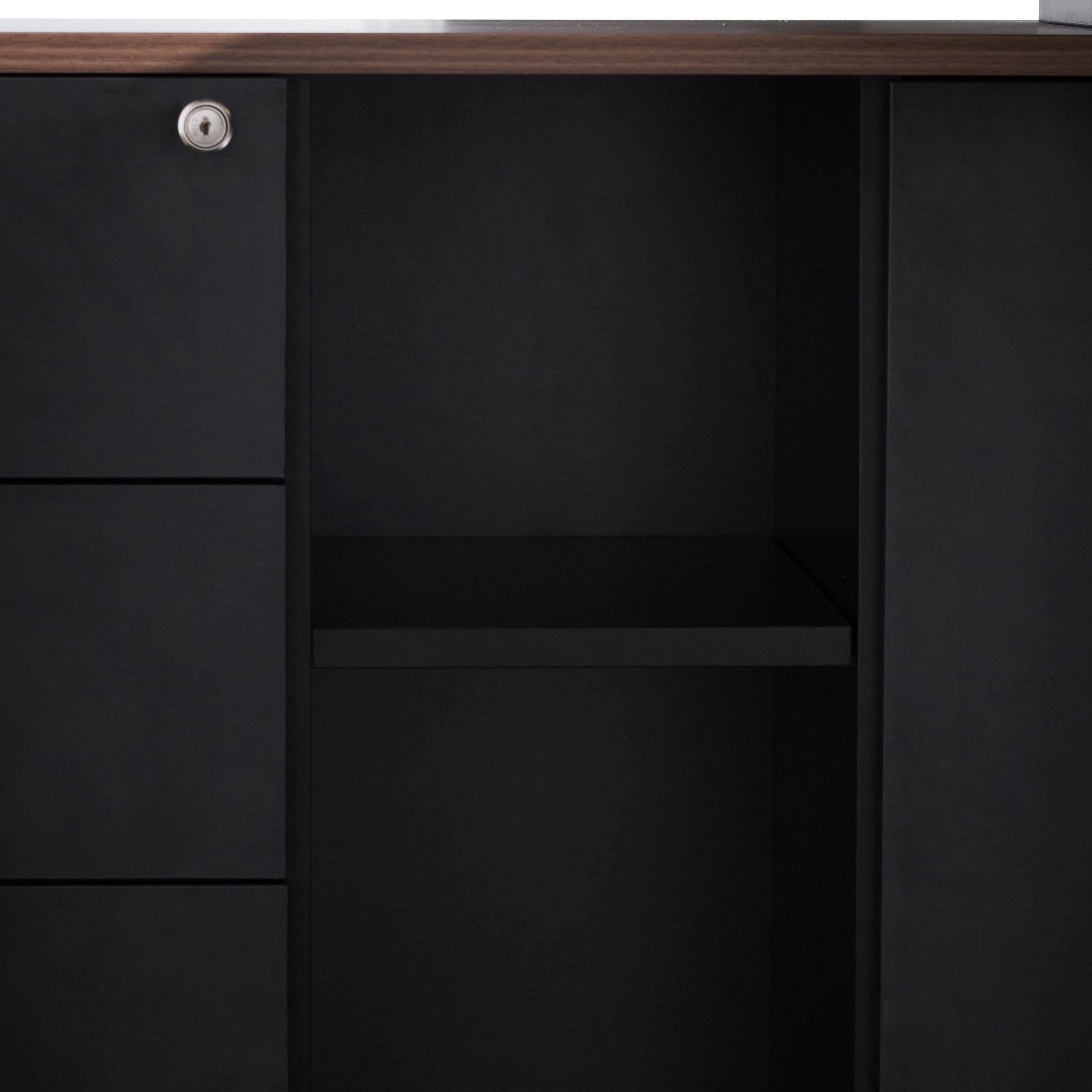 1.8m Executive Desk Left Return with Black Legs - Walnut