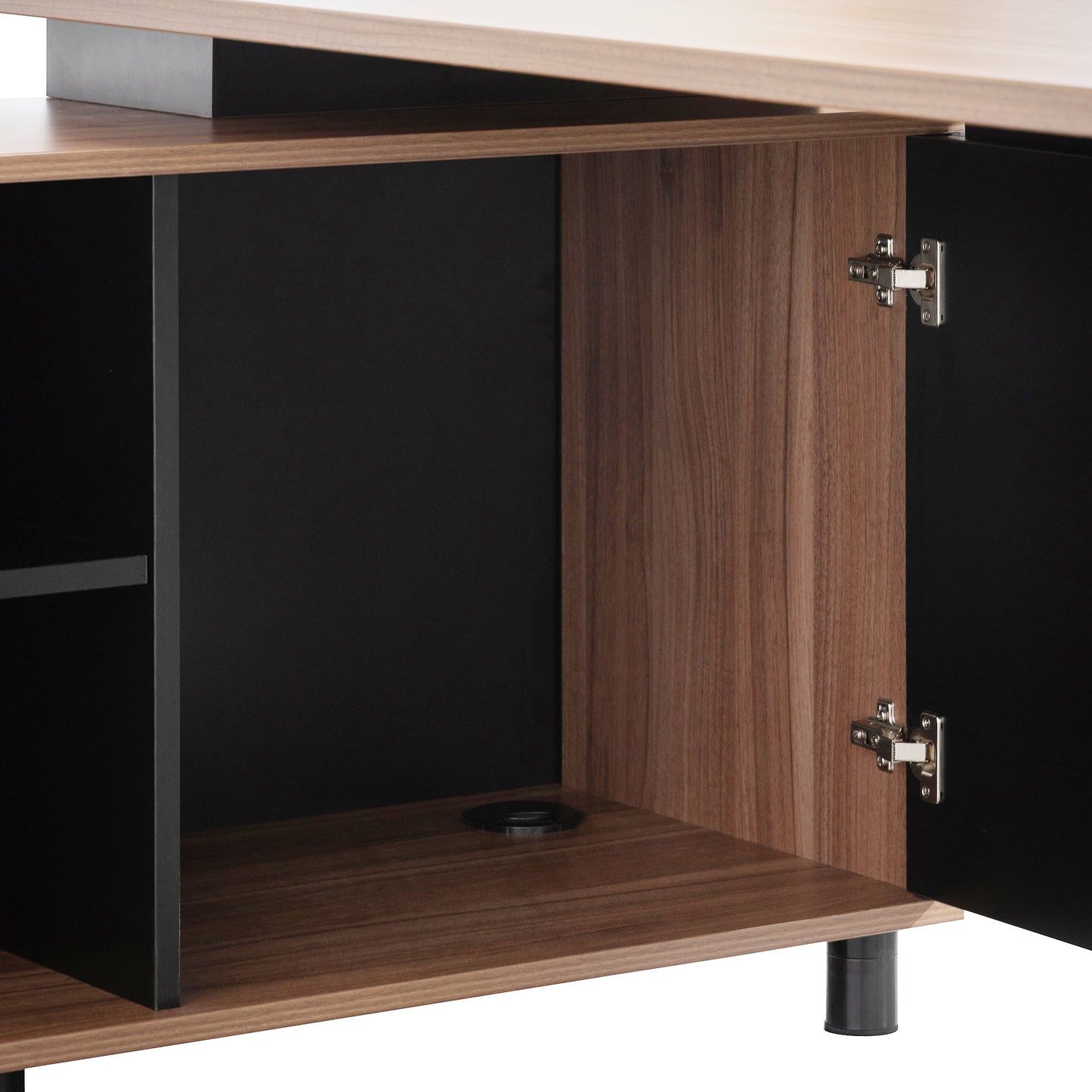 1.8m Executive Desk Left Return with Black Legs - Walnut