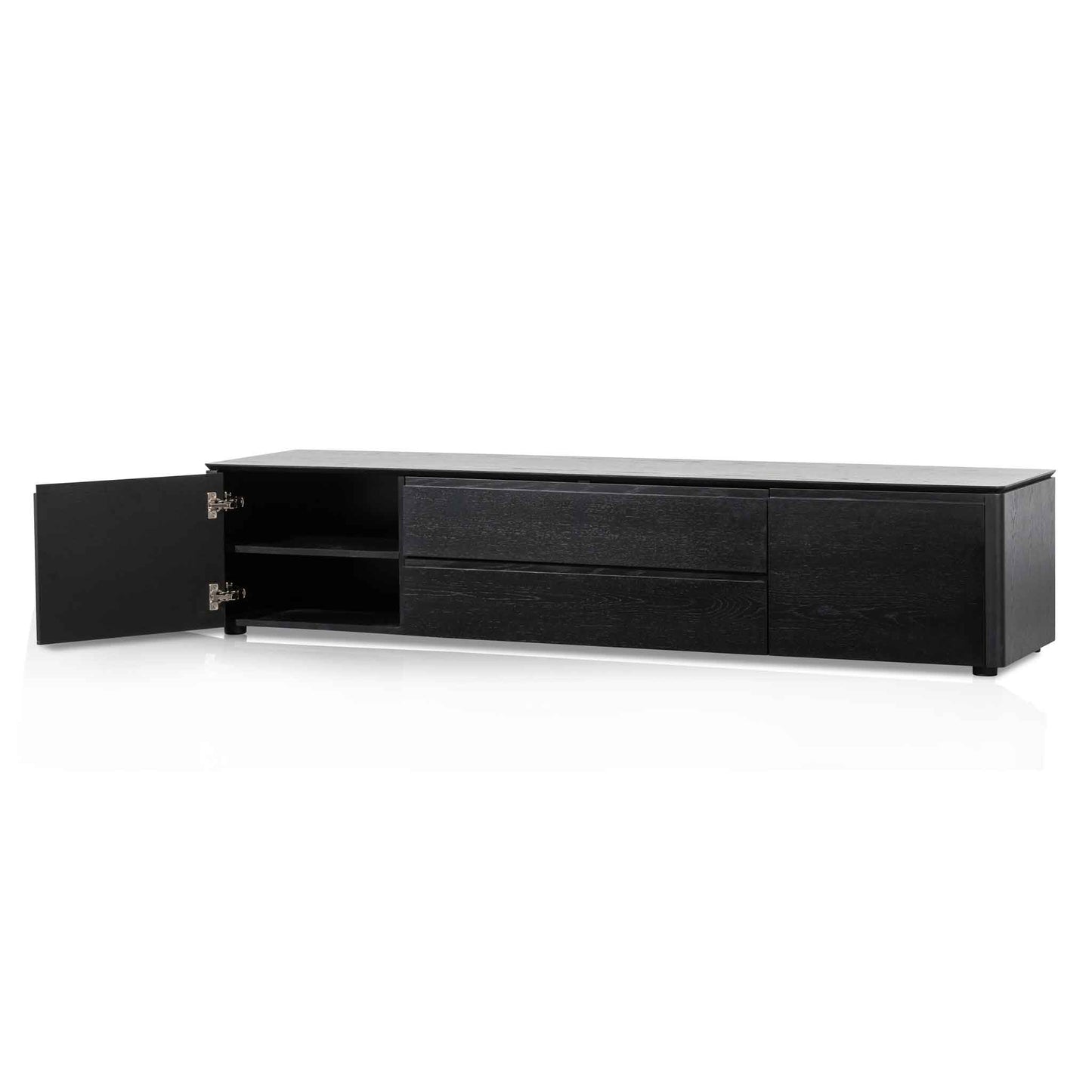TV Entertainment Unit with Middle Drawer - Black Oak